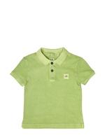 C.P.COMPANY UNDERSIXTEEN - WASHED COTTON PIQUET POLO - GREEN