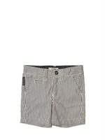 ARMANI JUNIOR - SATEEN COTTON BERMUDA SHORTS - CREAM/BLUE