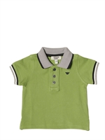 ARMANI JUNIOR - STONE WASHED PIQUET POLO SHIRT - ACID GREEN