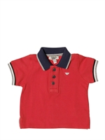 ARMANI JUNIOR - STONE WASHED PIQUET POLO SHIRT - RED