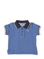 ARMANI JUNIOR - STONE WASHED PIQUET POLO SHIRT - LIGHT BLUE