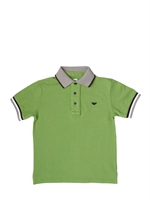 ARMANI JUNIOR - STONE WASHED PIQUET POLO SHIRT - VERDE
