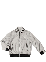 ARMANI JUNIOR - NYLON FULL ZIP BOMBER JACKET - LIGHT GREY