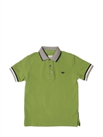 ARMANI JUNIOR - STONE WASHED PIQUET POLO - ACID GREEN