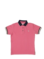 ARMANI JUNIOR - STONE WASHED PIQUET POLO - PINK