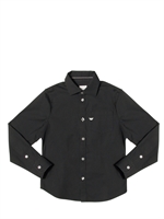 ARMANI JUNIOR - POPLIN COTTON STRETCH SLIM FIT SHIRT - BLUE