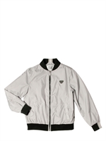 ARMANI JUNIOR - NYLON FULL ZIP BOMBER JACKET - LIGHT GREY/BLUE
