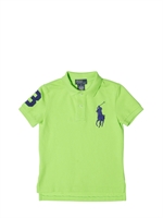 RALPH LAUREN CHILDRENSWEAR - BIG LOGO COTTON PIQUET POLO - GREEN