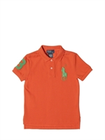 RALPH LAUREN CHILDRENSWEAR - BIG LOGO COTTON PIQUET POLO - ORANGE