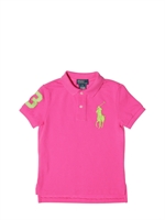 RALPH LAUREN CHILDRENSWEAR - BIG LOGO COTTON PIQUET POLO - PINK