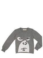 STELLA MCCARTNEY KIDS - COTTON ROUND NECK DIABOLIK KNITWEAR - GREY MELANGE
