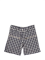 STELLA MCCARTNEY KIDS - COTTON CHECKED BERMUDA - BLUE