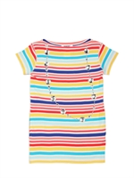RYKIEL ENFANT - MULTI STRIPED COTTON JERSEY DRESS - MULTI/NATUREL