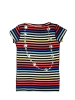 RYKIEL ENFANT - MULTI STRIPED COTTON JERSEY DRESS - MULTI NOIR