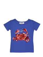 RYKIEL ENFANT - COTTON JERSEY CRAB T-SHIRT - BLUETTE