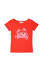 RYKIEL ENFANT - COTTON JERSEY CRAB T-SHIRT - CORAL