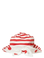 RYKIEL ENFANT - STRIPED COTTON JERSEY HAT - OFF WHITE/RED