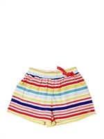 RYKIEL ENFANT - MULTI STRIPED COTTON JERSEY SHORTS - MULTI/NATUREL