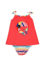 RYKIEL ENFANT - COTTON JERSEY  PRINTED DRESS - CORAL