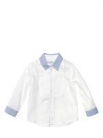 SIMONETTA MINI - COTTON POPLIN CLASSIC SHIRT - WHITE/PALE BLUE