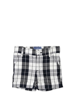 FAY - COTTON AND LINEN CHECKED BERMUDA SHORTS - WHITE/ BLUE