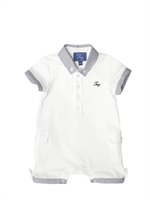 FAY - COTTON PIQUET AND POPLIN ROMPER - WHITE