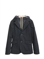 FAY - COTTON AND NYLON HOODED BLAZER - BLUE
