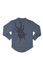 NEW GENERALS - BEETLE PRINTED JERSEY ZIP UP SWEATSHIRT - DUSTY BLUE