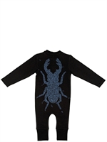 NEW GENERALS - BEETLE PRINTED JERSEY ROMPER SUIT - BLACK