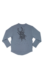 NEW GENERALS - BEETLE PRINTED COTTON ZIP UP SWEATSHIRT - DUSTY BLUE