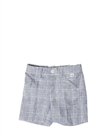 IL GUFO - LINEN CHECKED SHORTS - BLUE