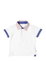 IL GUFO - COTTON JERSEY POLO - WHITE/BLUE/RED