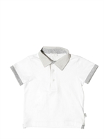 IL GUFO - COTTON JERSEY POLO - WHITE/GREY/SAND