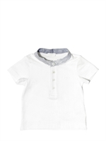 IL GUFO - NECK SERAPH COTTON T-SHIRT - WHITE/BLUE