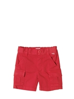 IL GUFO - STONE WASHED COTTON CARGO SHORTS - RED