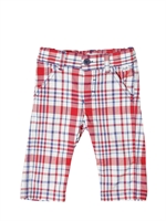 IL GUFO - COTTON POPLIN CHECK TROUSERS - RED/WHITE/BLUE