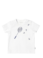 IL GUFO - COTTON JERSEY TENNIS RACKET T-SHIRT - WHITE/BLUETTE