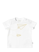 IL GUFO - COTTON JERSEY PLANE T-SHIRT - WHITE/OCHRA