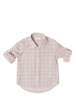 IL GUFO - COTTON POPLIN ROLL UP SHIRT - ORANGE/ MULTI