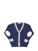IL GUFO - COTTON ELBOW PATCHES CARDIGAN - BLUETTE