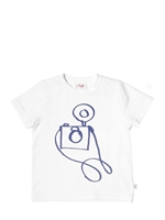 IL GUFO - COTTON JERSEY CAMERA T-SHIRT - WHITE/BLUETTE