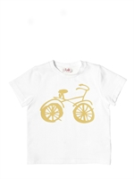 IL GUFO - COTTON JERSEY BICYCLE T-SHIRT - WHITE/OCHRA