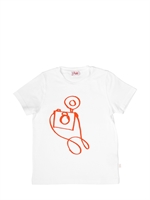 IL GUFO - COTTON JERSEY CAMERA T-SHIRT - WHITE/ORANGE