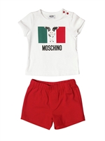 MOSCHINO BABY - T-SHIRT AND SHORTS SUIT - WHITE/RED