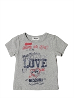 MOSCHINO KID - SCIENCES OF LOVE PRINTED JERSEY T-SHIRT - GREY MELANGE