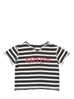 ZADIG&VOLTAIRE - STRIPED COTTON JERSEY T-SHIRT - WHITE/DK GREY