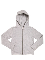 ZADIG&VOLTAIRE - COTTON JERSEY HOODED ZIP UP SWEATSHIRT - GREY MELANGE