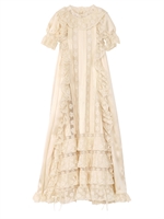 LORETTA CAPONI - MADE TO ORDER CHRISTENING SATIN DRESS - CHAMPAGNE