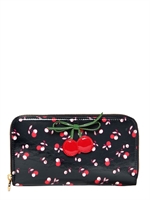 RED VALENTINO - PORTAFOGLIO CON ZIP IN PELLE STAMPA CILIEGE - MULTICOLORE