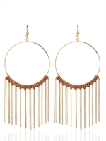 CAROLINA BUCCI - LARGE WOVEN FRINGED HOOP EARRINGS - LIGHT PINK